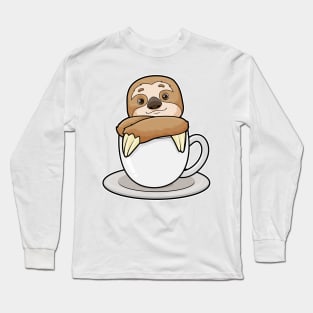 Sloth with Cup of Coffee Long Sleeve T-Shirt